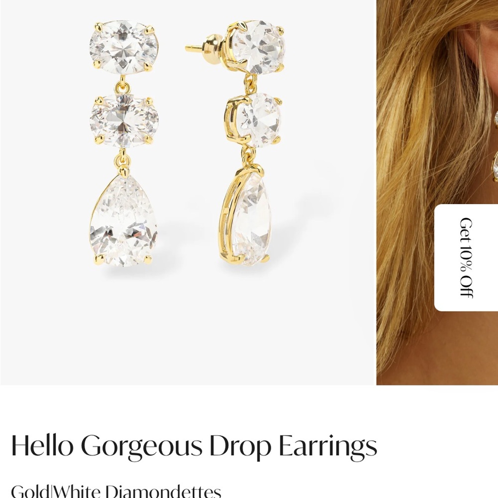 Melinda Maria Gold and White Diamondette Earrings. I received two pairs.